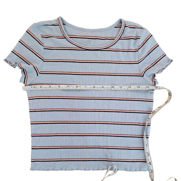 American Eagle Light Blue Stripe Crop Top (Size S) - Picture 8 of 9